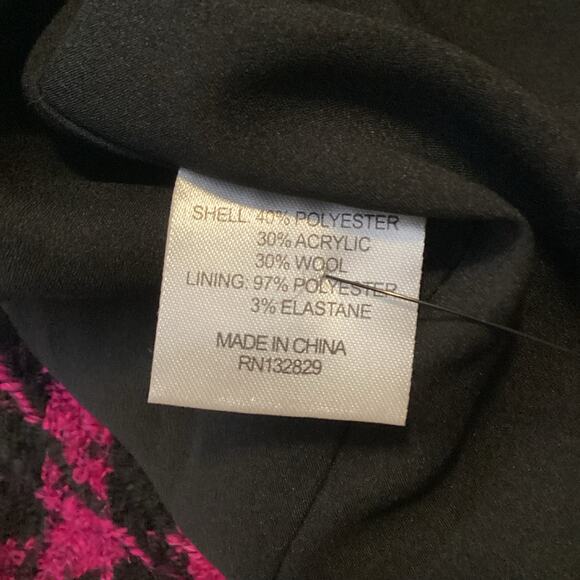 House of Harlow x Revolve Loui Houndstooth Tweed Fuchsia Black Dress M NWT - Picture 11 of 12